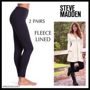 Steve Madden Fleece Lined Legging NWT 2 Pair Black
